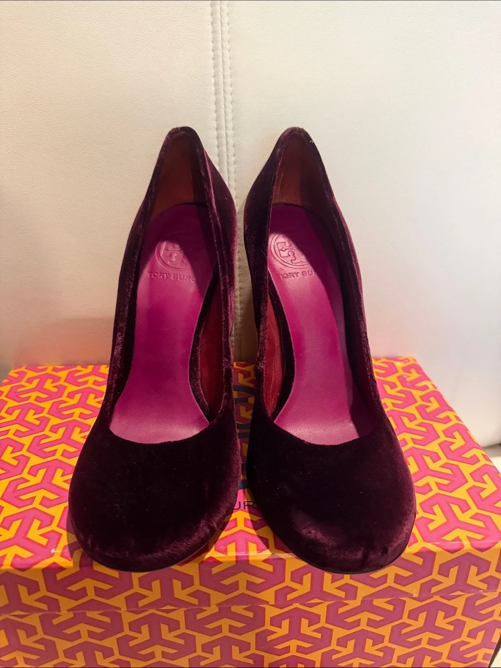 Tory Burch Velvet Block Heels - Picture 2 of 8